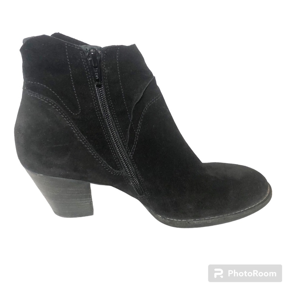 Paul Green black genuine  brushed leather suede  booties made in Austria